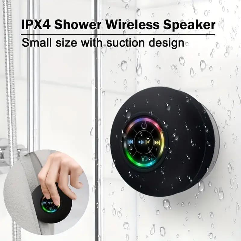 【Free Shipping】Mini Bluetooth Shower Speaker with LED light, Portable IPX4 Waterproof, Hands-Free Speakerphone. Rechargeable Using Micro USB, Wireless Stereo for Beach, Shower & Home - 1